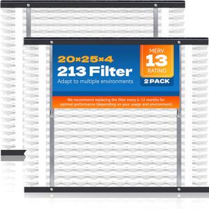 2-Pack 213 Replacement Filter Compatible with AprilAire Whole House Air Purifiers Models 1210, 1620, 2210, 2216, 3210, 4200, MERV 13 Air Purifiers, Size:20x25x4(Actual size:21.18x24.8x4.02in)
