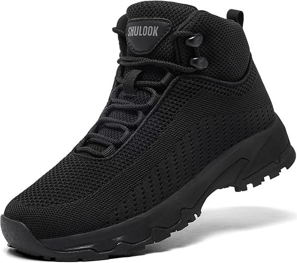 SHULOOK Non Slip Work Boots Women Slip Resistant Comfortable Mesh Kitchen Chef Shoes for Restaurant Food Service Lightweight Walking Shoes Ankle Support (Black, US7)