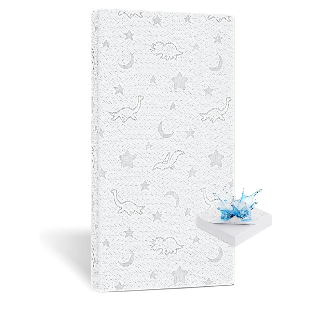 Crib Mattress Topper 2" x 27.5" x 52", High Density Foam Breathable Baby and Toddler Mattress Topper with Waterproof Removable and Washable Cover, Fits Standard Cribs and Toddler Beds