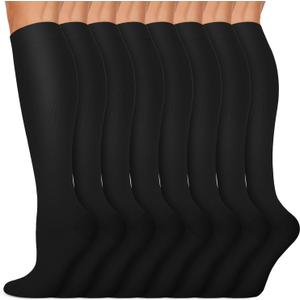 Copper Compression Socks 15-20 mmHg for Men & Women 8 Pairs  Circulation Support for Nurses, Travel, Running, Hiking, Soccer (Large-X-Large, A01- Black)