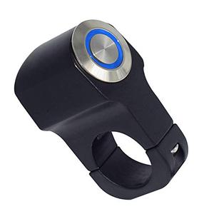 7/8" Motorcycle Handlebar Mount Switches Motorbike Handle Bar Control Stater Horn Switch 12V Start Switch Button Momentary Action, Blue Light