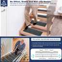 Non-Slip Stair Treads Mat Carpet for Wooden Steps(15 Pack), 21.6 x 7.4IN Self-Adhesive, Safety Indoor Stair Runner Mats, Anti Slip Stair Treads for Kids Elders and Dogs Pets