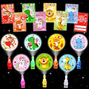 28 Pack Valentines Day Gifts for Kids Finger Lights Toys with Valentines Day Cards for Kids School, Class Valentine Exchange Cards Valentine Party Favors for Boys Girls