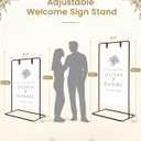 Wedding Welcome Sign Stand, Welcome to our Wedding Sign Holder, Black Easel Stand for Sign Poster With Design Bundle & Ground Stakes & Leather Sign Hanging Straps, Linen Sign Stand for Wedding Decor
