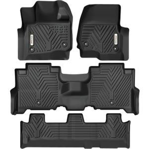 YITAMOTOR Custom Compatible with 3 Row Floor Mats Compatible for 2018-2025 Ford Expedition/Expedition Max with 2nd Row Bench Seat, Front 1st & 2nd 3rd Seat Black Floor Liner Set