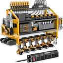 LBT Power Tool Organizer With Charging Station,Patented,Heavy Duty Steel,6 Drilling Rig Sizes With Hooks And Screw Boxes,6 sockets,Easy To Install Garage Storage Rack,Great Gift For Men, Yellow (6 Drills Holder)