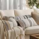 Kevin Textile Spring 12x24 Inch Lumbar Throw Pillow Cover 1 Pack Boho Decorative Soft Chenille Thread Woven Tufted Textured Rectangle Cushion Case Accent for Living Room Couch Sofa Bed, Grey