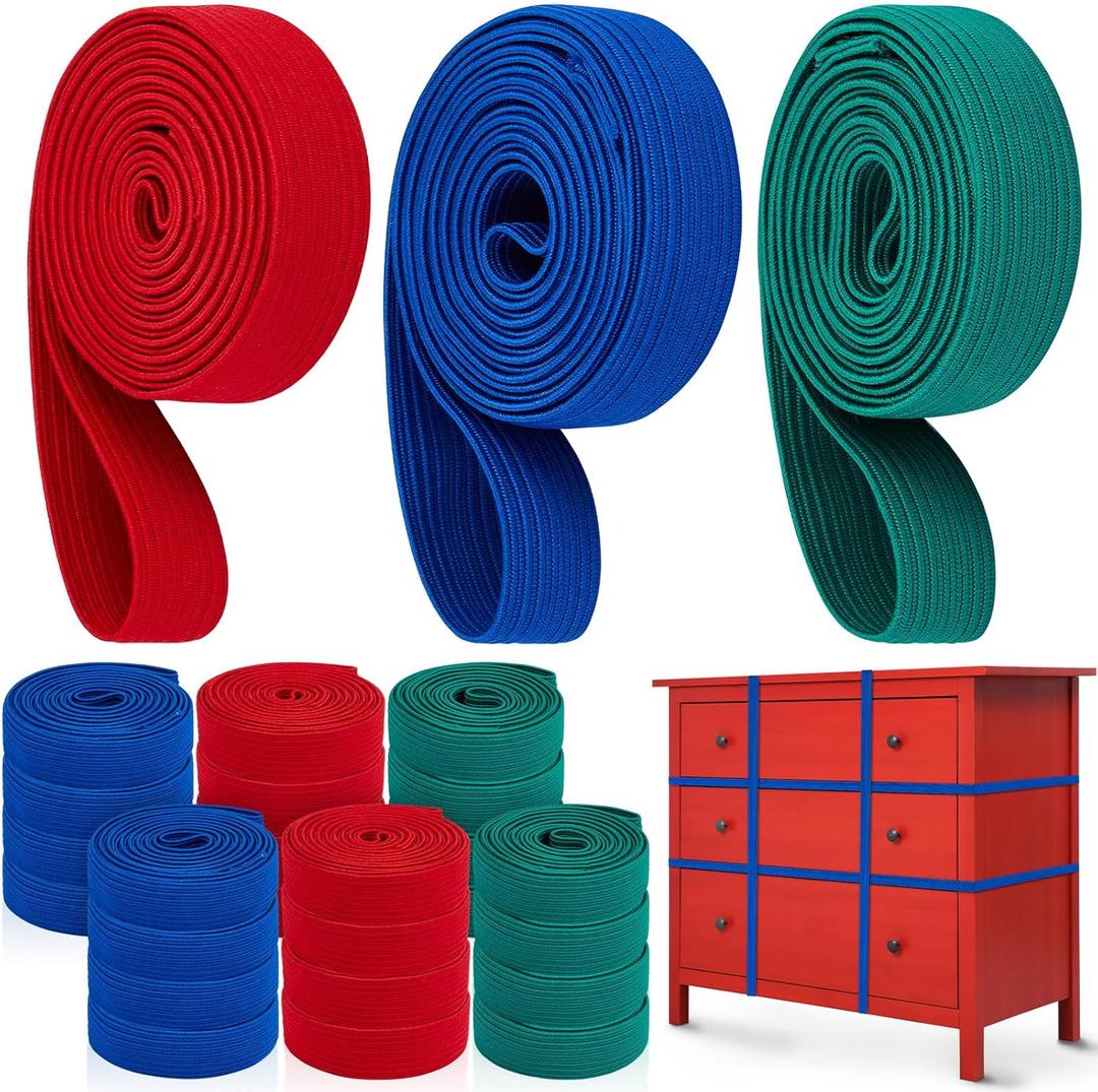 24 Pcs Variety Extra Large Moving Rubber Bands 42" 36" and 30" Rubber Straps Furniture Moving Supplies for Packing Pallets and Packing Blankets (Red,blue,green)
