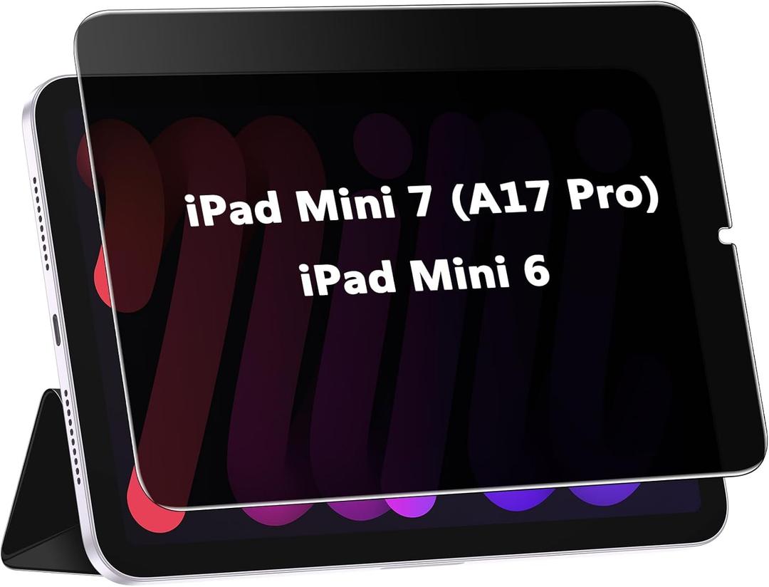 Privacy Screen Protector for iPad Mini 7 (A17 Pro), Tempered Glass for iPad Mini 7th (2024)/ Mini 6th Generation(2021) 8.3 Inch, Anti-Spy, Anti-Scratch, Bubbles Free