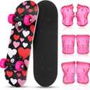 Honoson 7 Pcs Skateboard for Toddlers Beginners Knee Elbow Pads Wrist Guards Gear Set (Age 2-5 Kids 17 x 5'')