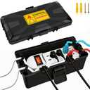 Outdoor Electrical Box (10.3 x 5.9 x 3.7 in),IP54 Waterproof Extension Cord Connection Box with 6 Cable Entry Ports,Weatherproof Outlet Cover for Power Strip,Holiday Lights,Plug, Extension Cables (Medium, Black)