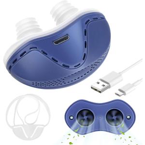 Anti Snore Device,Electric Stop Snoring Solution,Mini Portable Anti Snoring Devices Stopper,Adjustable Wind Speed Snoring Prevention Nasal Dilators for Men & Women TravelBlue)