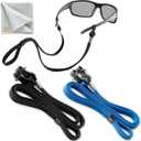 SIGONNA Eye Glasses String Holder Strap - Eyeglass Straps Cords for Men Women - Eyeglass Holders Around Neck - Sunglasses String Chain Lanyard Retainer - 2 Pcs (Black Blue)