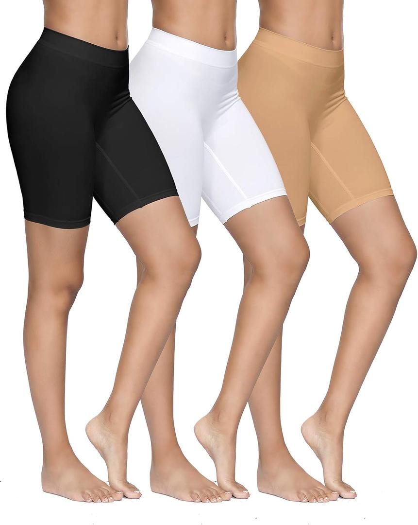 YADIFEN 3 Pack Slip Shorts for Under Dresses Seamless Anti Chafing Underwear Shaping Boyshort Smooth Panties for Women (XX-Large, 3 Pack - Black+white+khaki)