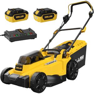 Electric Lawn Mower Cordless,15-Inch Lawn Mower with 2pcs 4.0Ah Batteries and Charger,2-in-1 Electric Mower with 6-Position Height Adjustment & Foldable Handle