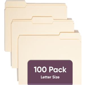 Smead File Folders Letter Sized, 1/3-Cut Tab, Assorted Positions, Letter Size Manila Folders, 100 Per Box (10330)