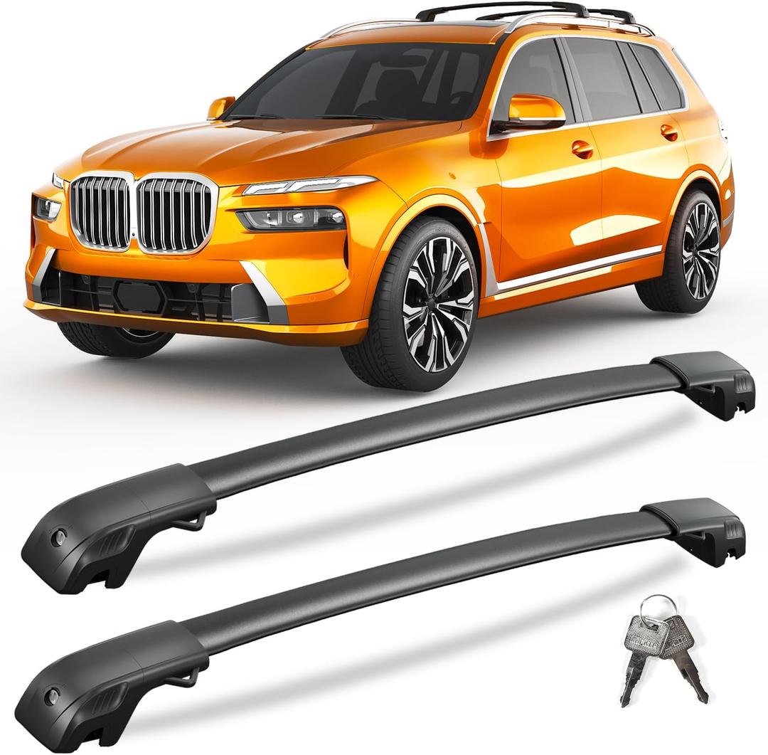 KINGGERI 300lbs Lockable Roof Rack Cross Bars Compatible with BMW X7 G07 2019-2026 with Raised Side Rails, Heavy Duty Aluminum Roof Rails Crossbars Cargo Luggage SUV Accessories