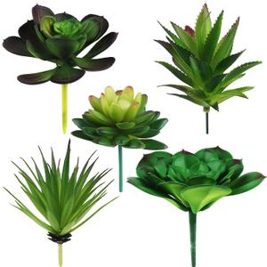 5 Pcs Faux Succulents Set, Realistic Fake Succulents, Artificial Hanging Ornaments Fleshed Plant Textured for Home Garden Wedding Party Spring Decoration (Green)