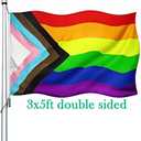 Progress Pride Rainbow Flag 3x5 Double Sided-Heavy Duty LGBTQ 2025 Gay Pride Lesbian Flags Banner 3x5ft Outdoor Fade Resistant