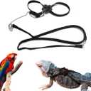 2 x Lizard Leash Bearded Dragon Harness Adjustable Reptile Lizard Harness Leash Parrot Harness Turtle Lizard, Suitable for Gecko Hamster Kitten Small Animal Outdoor Walking,Black