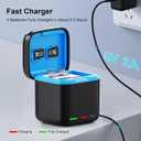 Battery Charger for Hero 13 Black, 3-Pack 2200mAh Battery USB Storage 3-Channel Fast Charger Fully Compatible with GoPro Hero 13 Black Official with Micro SD Card Slot