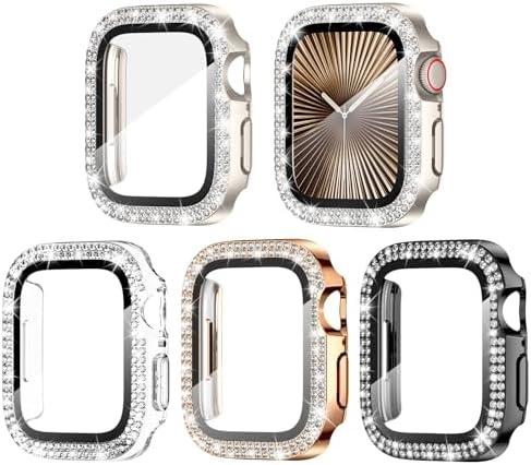 Goton 4 Pack for Apple Watch Series 10 Screen Protector 42 Bling Case, Women Glitter Diamond Rhinestone Face Cover for iWatch Accessories 42mm