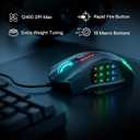 Redragon M908 Impact RGB LED MMO Gaming Mouse with 12 Side Buttons, Optical Wired Ergonomic Mouse with Max 12,400DPI, High Precision, 18 Programmable Macro Shortcuts, Comfort Grip (Black)