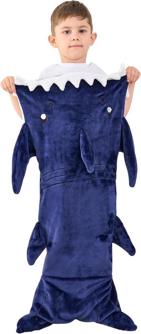 Softan Kids Shark Blanket, Soft Flannel, Boys Toys, Fleece Shark Tail Blanket, Dark Blue, Warm and Soft, Gift for Kids, 19" x 44" fit for Boys Aged 3 to 6