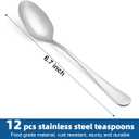 12 Pcs Teaspoons Set, Food-Grade Stainless Steel Spoons Silverware, Cutlery Tea Spoons, Durable Dessert Spoons, Metal Spoon for Home, Kitchen or Restaurant, Mirror Polished, Dishwasher Safe 6.7 Inch