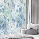 3 x Window Film, Frosted Textured Masking Protective Film, Blue Leaf Pattern, Heat and UV Protection Vinyl Self-Adhesive Window Protection Film 17.3x78.7