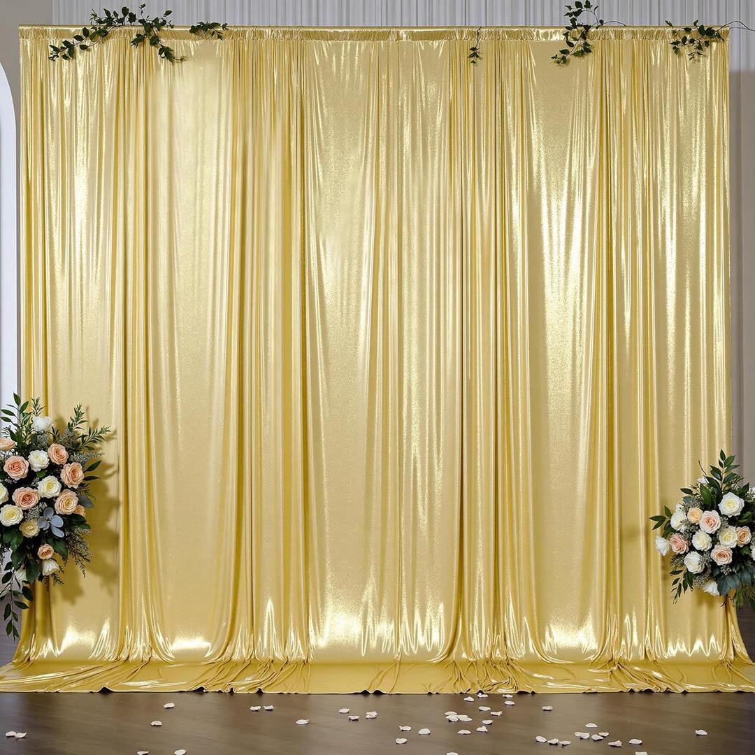 Outpain 10x10ft Gold Sequin Backdrop Curtains -Heavy Duty Gold Photography Backdrops with Non-Shedding Glitter, Wrinkle-Free Stage Drapes for Wedding/Christmas/Studio Shoots (5x10ft 2 Panels)