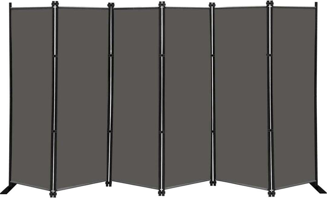 MAYOLIAH 6 Panel Folding Privacy Screen 9ft Wide, 6ft Tall Partition Room Divider Portable Office Walls Dividers Room Separator, Grey