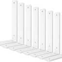 White Heavy Duty Shelf Brackets 10 Inch, 8 Pack Floating Shelf Brackets, L Wall Shelf Bracket for DIY Decorative with Mounting Hardware (L 10" x H 6" x W1.5")