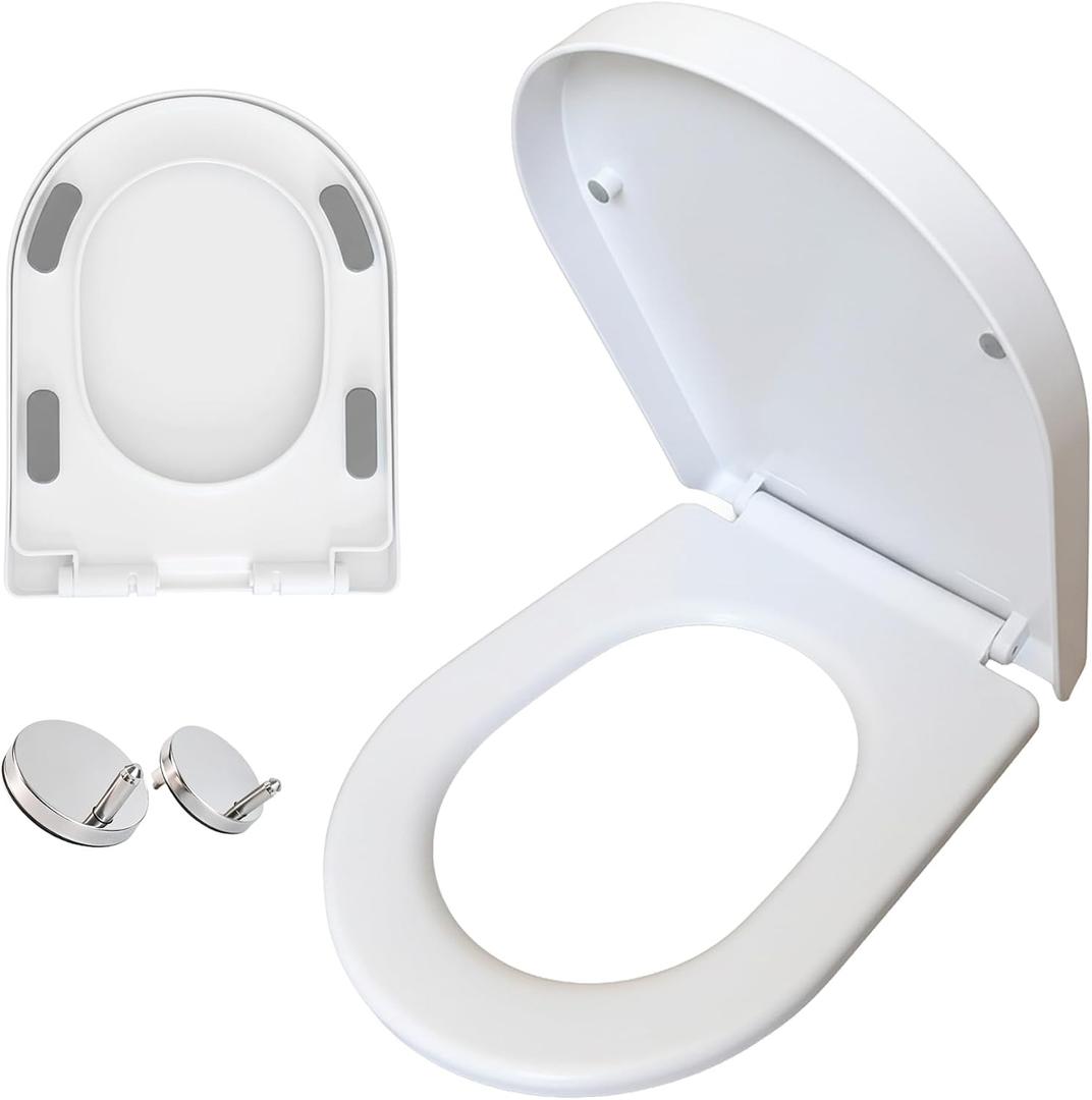Soft Close Toilet Seat, Quick Release PP Replacement Seat Elongated D Shape