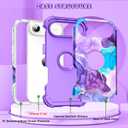 2 x for iPhone Air Case,Three Layer Heavy Duty Shockproof Hybrid Hard Plastic Bumper Soft Silicone Rubber Drop Protective Cover Case for iPhone 17 Air 6.5",Purple