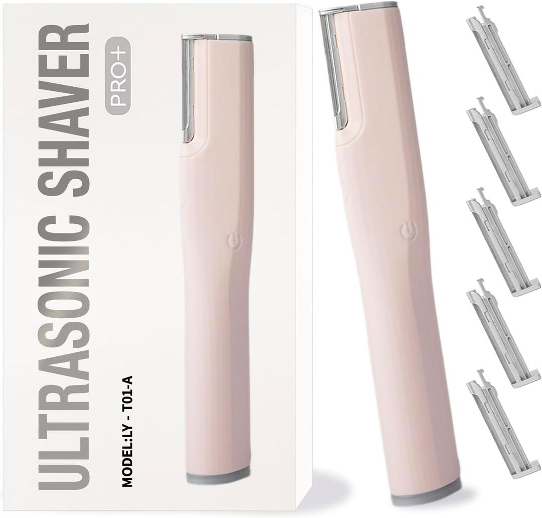 Dermaplane Facial Razor for Women  Electric 2-Speed Sonic Dermaplaning Tool with 5 Replacement Heads, Safe Peach Fuzz Remover & Exfoliating Face Hair Removal Device