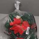 9Ft Pre-lit Christmas Garland with LED Lights Battery Operated, Holiday Decoration Stairs Wall Mantle Door Indoor Outdoor, Decorated with Red Flower, Balls, Berries, Snowy Pine, Christmas Collection