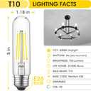 Gozelux E26 LED Bulb 6W Equal 60 Watt Light Bulbs Daylight 5000K E26 Edison Bulb AC120V 750lm Dimmable 5 Inch Long Tubular T10 LED Bulb for Rustic Pendant, Chandeliers, Wall Sconces, Pack of 6