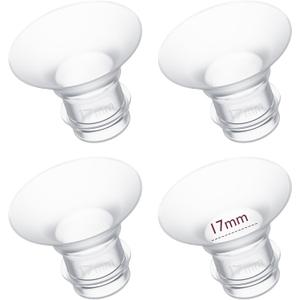 Momcozy Flange Insert 17mm Compatible with 24mm Flange/Shield of Most Pumps, Insert for Breast Pump Replacement Accessories, 4PCS 17mm (Transparent)
