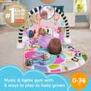 Fisher-Price Baby Musical Toy Set Glow and Grow Kick & Play Piano Gym Pink Playmat with 2 Rattle Maracas for Newborns Ages 0+ Months