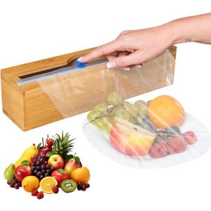Plastic Wrap Dispenser with Cutter - Fits 12" Rolls - Cuts Aluminum Foil, Saran Wrap, Cling Wrap, Wax Paper