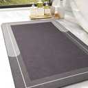 Large Bath Mat Rug, Rubber Non Slip Bath Mat Super Absorbent Quick Dry Bathroom Floor Mat Thin Bathroom Rugs Fit Under Door-Shower Rug for in Front of Bathtub Shower, Brown, Easy to clean, 23.6"x35.4"