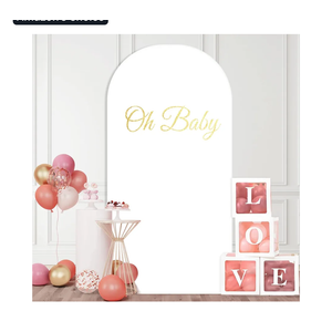 Wokceer 7.2FT Wedding Arch Backdrop Cover Spandex Fitted Ivory Arch Covers Round Top Chiara Arches Backdrop Cover for Birthday Party Ceremony Banquet Decoration