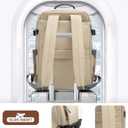 NEWBELLA 17L Laptop Backpack for Women - Water Resistant College Backpack with Multiple Pockets, Ergonomic Support for School, Work, Travel (Beige 11.22"*16.54"*5.71")