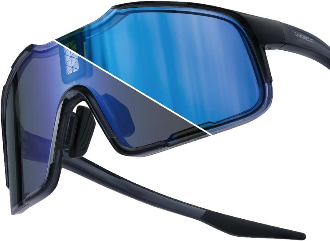 CHAMELO Falcon Smart Sports Sunglasses with Instant Automatic Tint Adjustment, Solar-Powered, IP68 Waterproof (Obsidian)