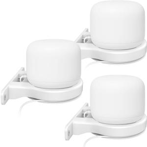 Delidigi 3 Pack ABS Wall Mount Compatible with Nest WiFi Router- AC2200 Bracket Holder Shelf for Nest WiFi Point [Built-in Cable Management](3 Pack, White)