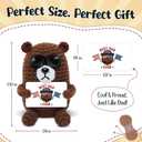 2 x Best Dad Ever Gifts - Handmade Positive Crochet Animals Bear with Card - Fathers Day Birthday Gifts for Dad from Daughter Son, Funny Bear Gift for Dads, Stepdad Father Gift, Table Desk Decor (Brown - Patriotic Dad)