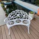 Patio Balcony Bench Double Seat, Anti-Rust Cast Aluminum Patio Garden Bench for Park Yard Outdoor Furniture White.1, 32.28 inches x 19.09 inches x 31.5 inches