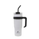 HYDRAFLOW Capri - 40oz Tumbler with Straw and Handle - Triple Wall Vacuum Insulated Tumbler - Insulated Smoothie Cup - Stainless Steel Tumbler - Reusable Tumbler with Lid - Clay