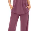 Bestbee Women's Pajama Sets 2 Piece Summer Sleepwear Lounge Outfits Short Sleeve Long Pants With Pockets Ladies Pjs (Purple, L)